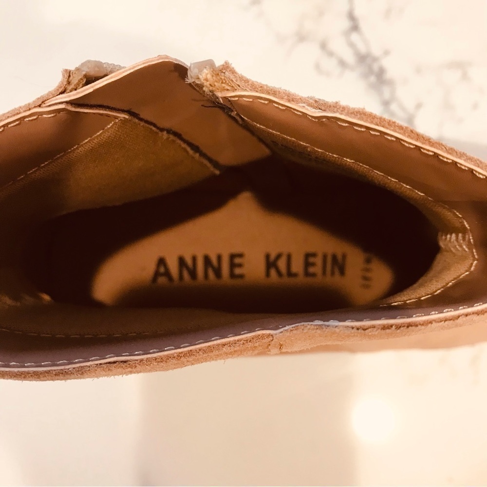 ANN Klein’s Caimile Natural Suede Ankle High Block Heel Bootie NWT - Picture 6 of 9